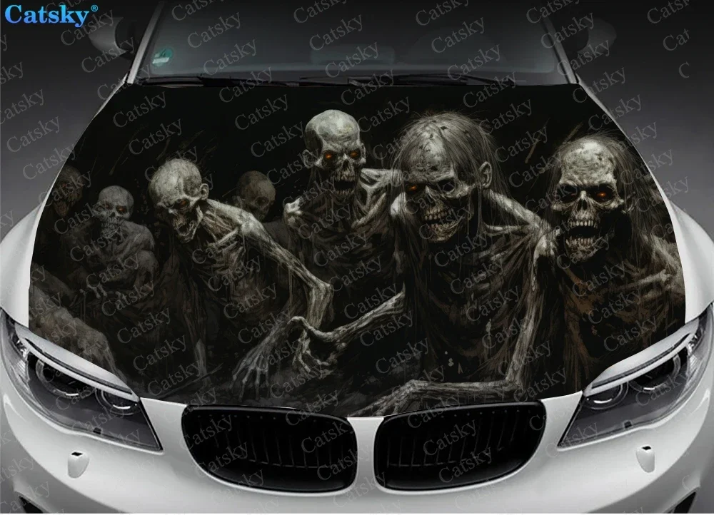 Creepy Looking People Car Hood Vinyl Stickers Wrap Vinyl Film Engine Cover Decals Sticker Universal Car Hood Protective Film