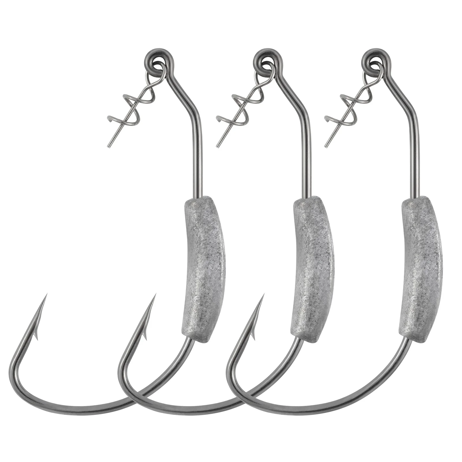 3/5pcs Weighted Jig Head Worm Hook with Spring Keeper Swimbait Offset Curved Crank Barbed Wide Gap Texas Rig Hook Bass