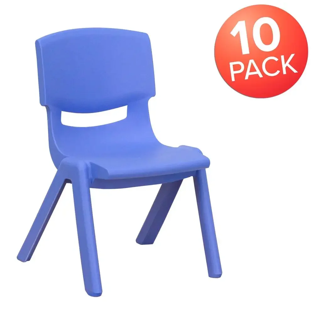 Whitney Stackable School Chairs Kids Ages 2-4 Set of 10 Blue Lightweight Plastic 20