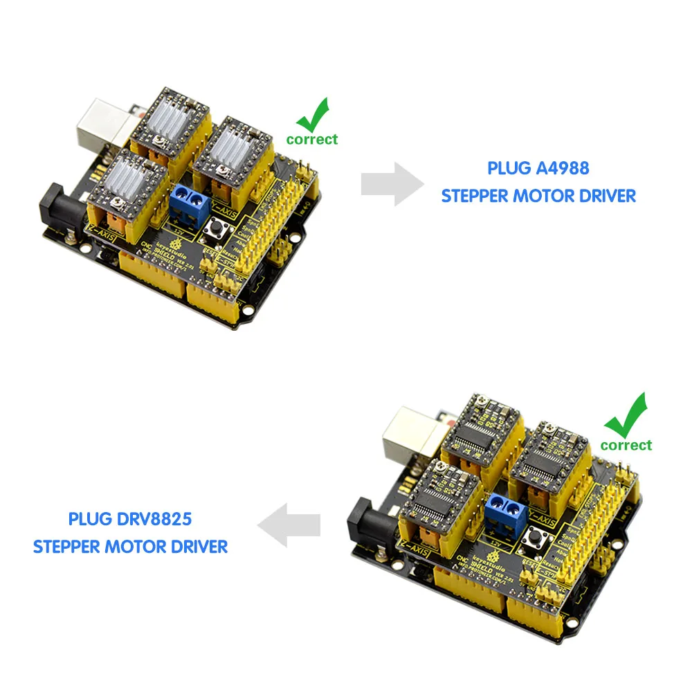 Keyestudio CNC Kit V2.0 for Arduino  Engraving Machine Shield V2+V4.0 Board (Chip is CP2101)+3xA4988 GRBL Compatible DIY Kit