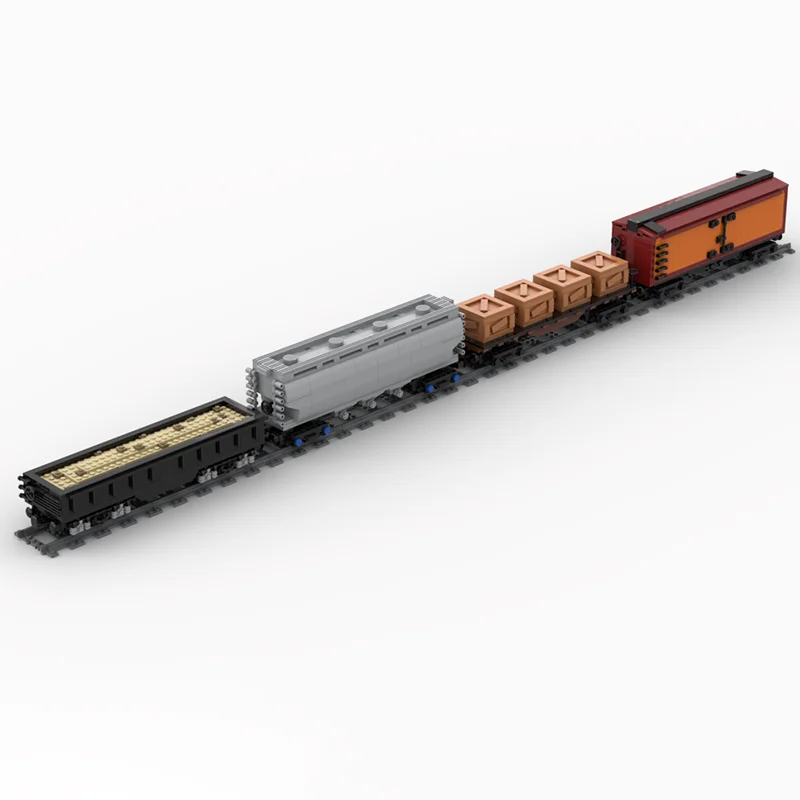 Moc Building Bricks Ultimate 4-Car 40' American Freight Pack Bundle Model Technology Blocks Christmas DIY Toy Construction Gifts