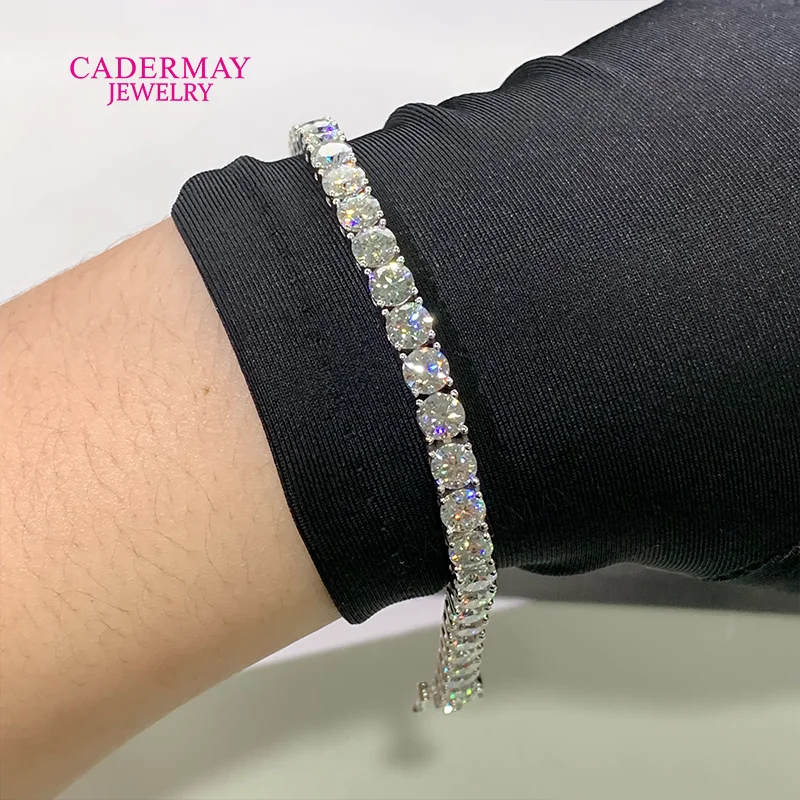 Hiphop Jewelry 5mm Round D VVS Moissanite Tennis Bracelet Pass Diamond Tester 925 Silver Moissanite Tennis Bracelet for Gift