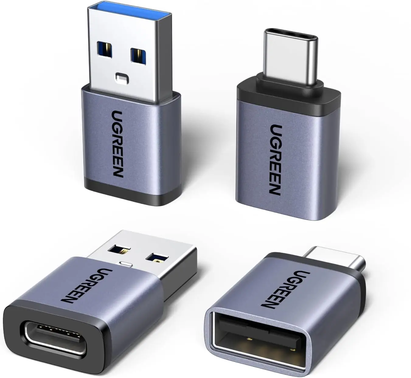 USB to USB C & USB C to USB Adapter 4-Pack, 10Gbps Type C Converter for MacBook, iPhone, Samsung, iPad