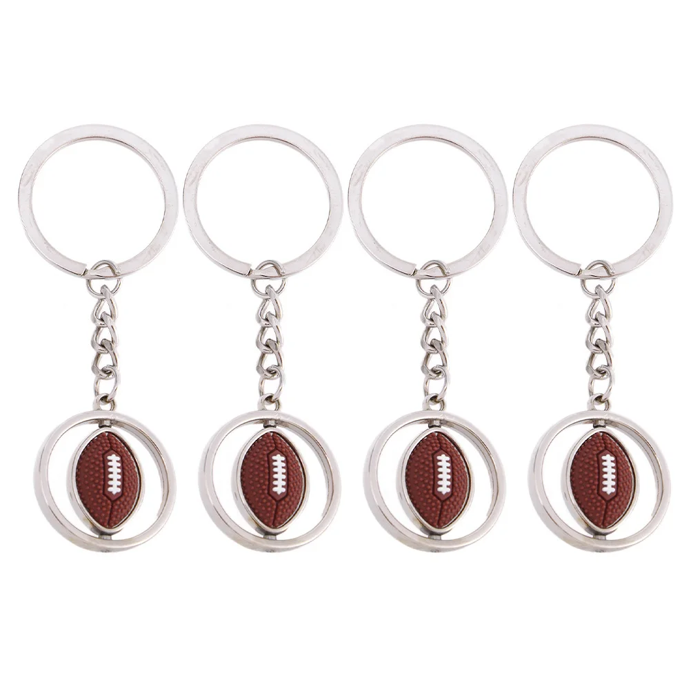 

4 Pcs Miniature Football Keychain Sports Team Keychains Metal Rugby Accessories