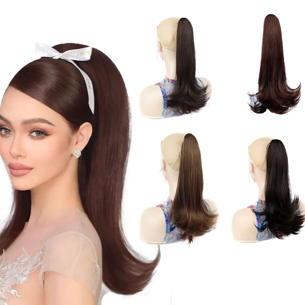 

18" Long Elegant Synthetic Claw Clip In Ponytail Hair Extensions Hairpiece For Women Daily Use