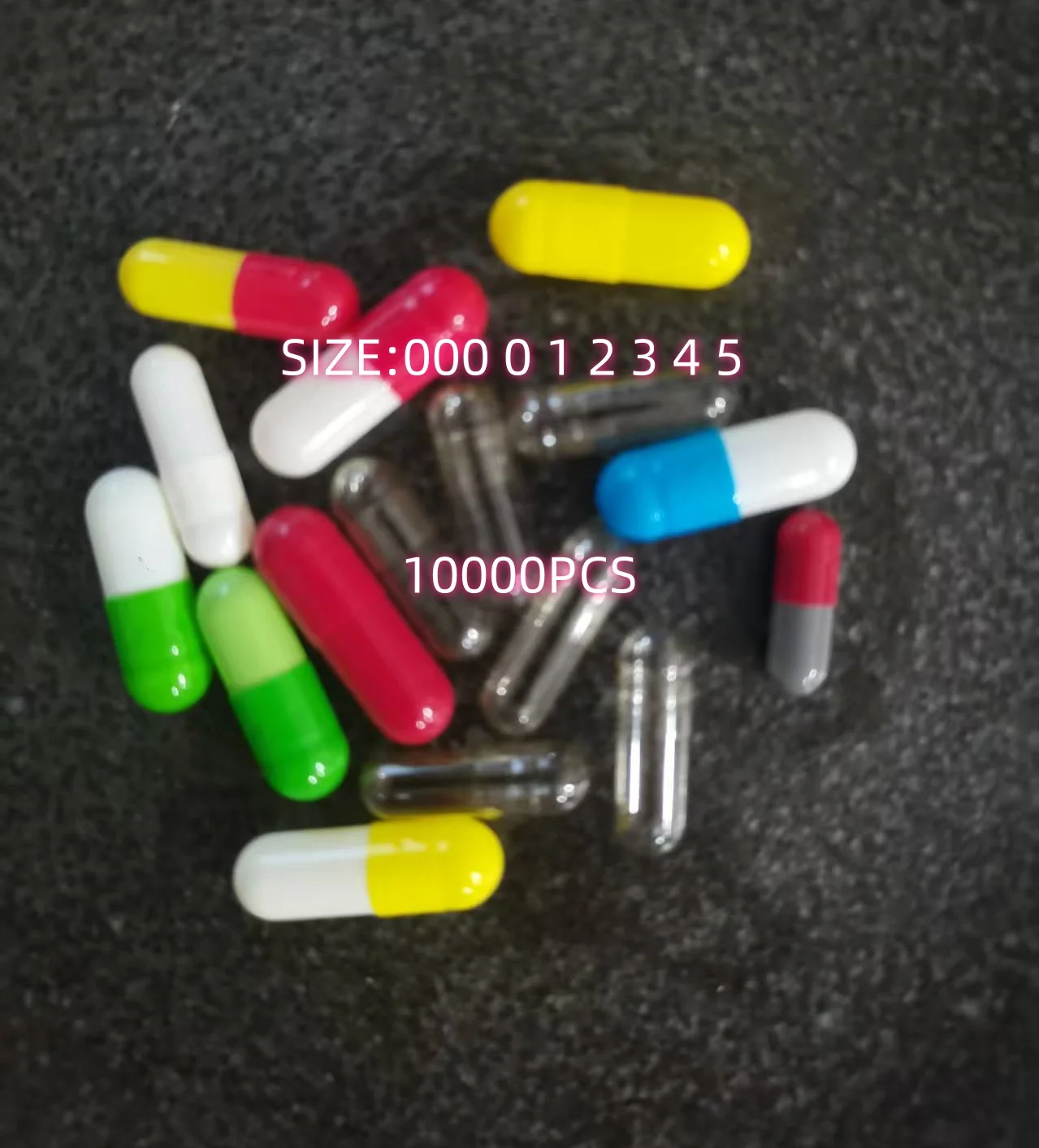 

10000PCS Size 0# Colorful Empty Capsules Empty Gelatin Clear Capsules Hollow Hard Gelatin Transparent Joined Capsules
