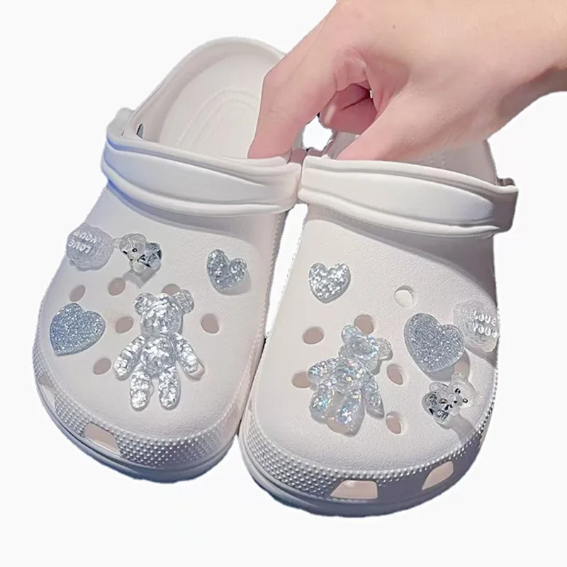 Fashion Elegant Women DIY Hole Shoes Charm for Cute Love Bears Shoes Accessories White All-match Shoe Decorations Fashion Bundle image 6