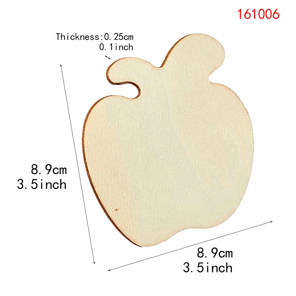 40Pcs Wood Slices Apple Shape Natural Unfinished Wooden Discs DIY Painting Christmas Ornaments Handmade Craft Decorations