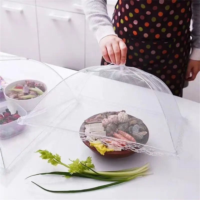 Foldable Food Mesh Cover Pop-Up Gauze Mesh Cover Dome Net Portable Protective Umbrella Picnic Anti Fly Mosquito Kitchen Gadgets