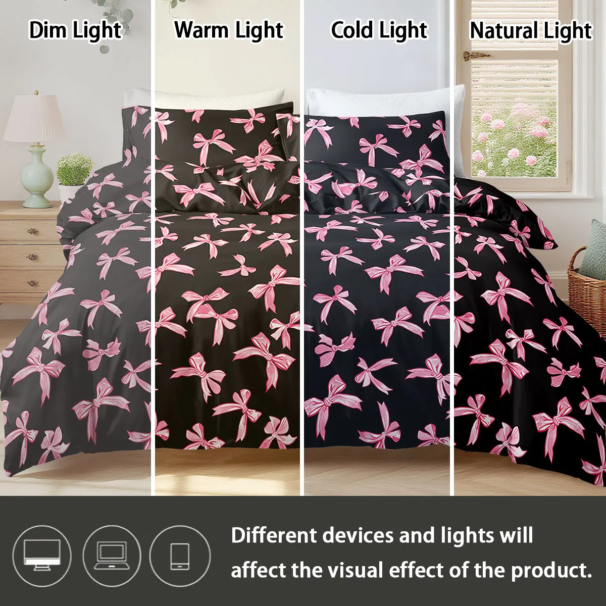 3pcs/set Plaid Bow Print Duvet Cover Set(1 Duvet Cover & 2 Pillowcase)Soft And Skin-Friendly Duvet Cover Bedding Set - Image 6