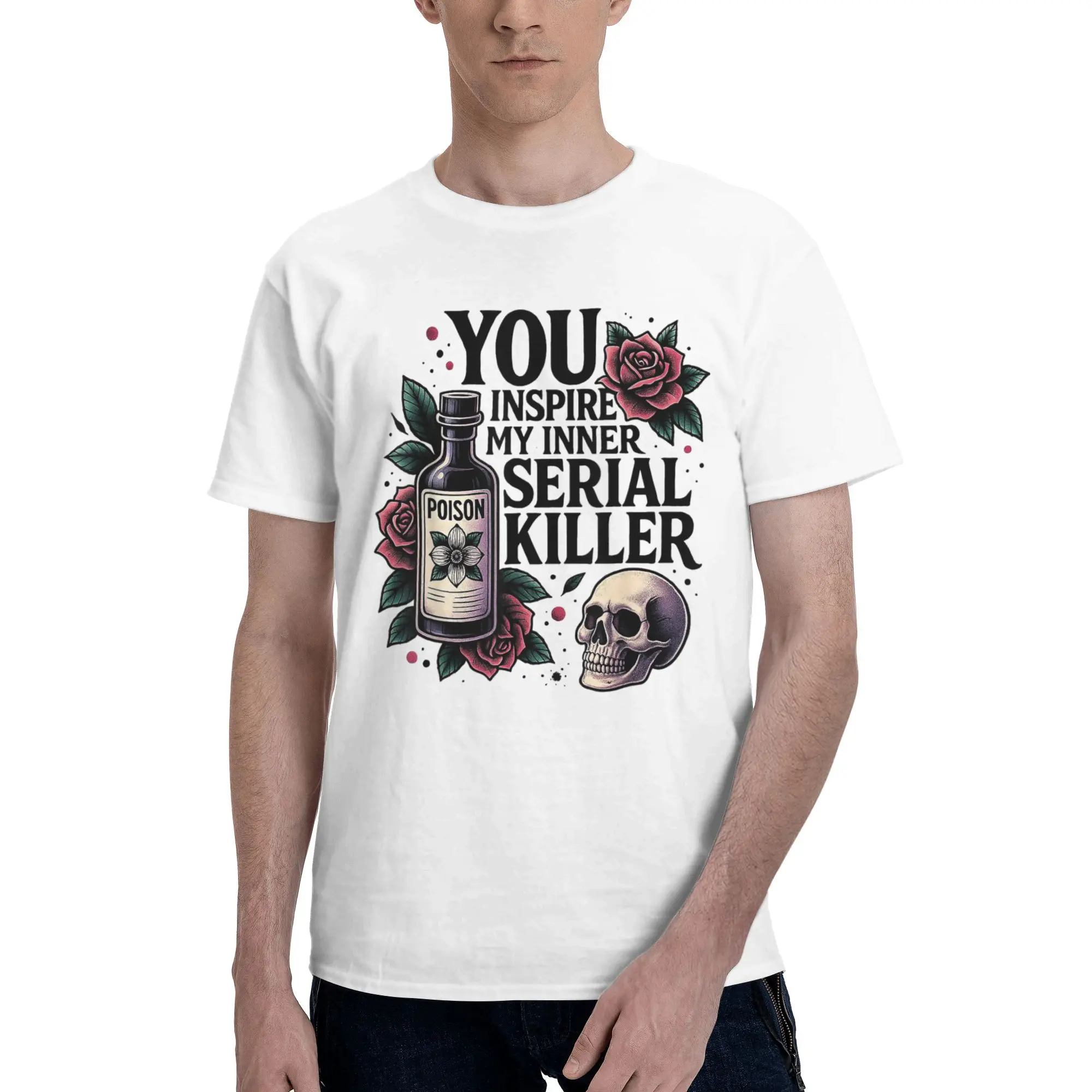 

Spooky Season - You Inspire My Inner Serial Killer T Shirts Men Cotton Vintage T-Shirt Tee Shirt Short Sleeve Clothing Summer