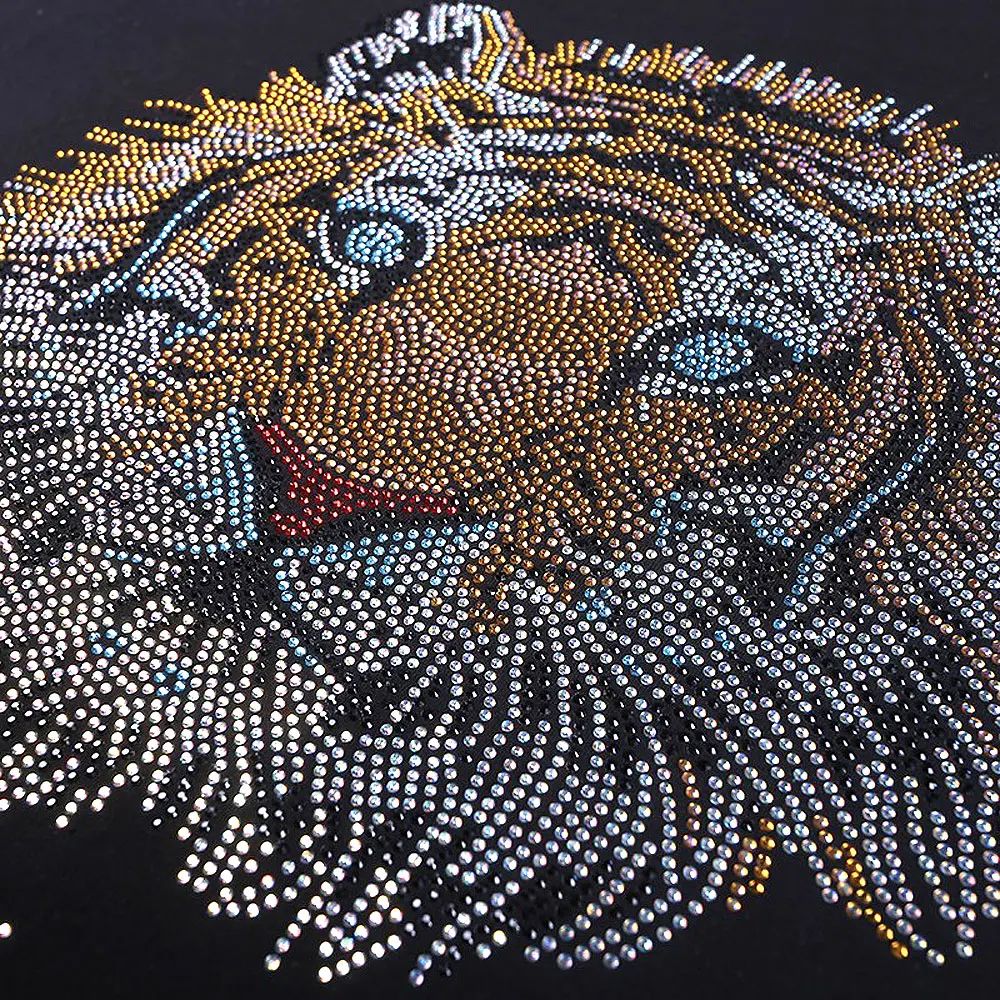 Luxury Design Rhinestone T-shirt For Women Cotton Short Sleeve Tops 2024 Summer Ladies Tiger Diamond Harajuku Female Tees Shirts