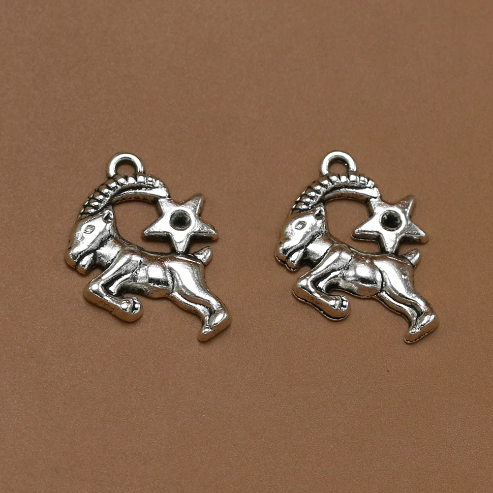 

10Pcs Antique Silver Star Decorated Sheep Goat Charms Diy Alloy Pendant For Necklace Bracelet Handcrafted Jewelry Findings