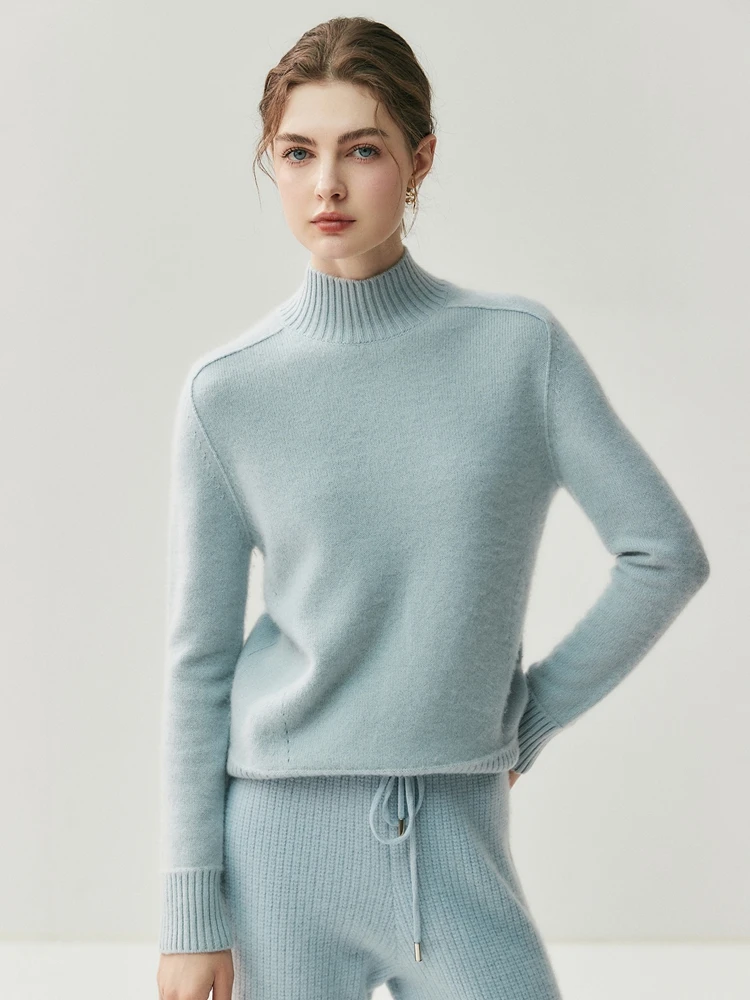 

Women's Sweater Pullover 100% Cashmere Sweater Autumn Winter Pullover Warm Thick Mock Neck Saddle Shoulder Loose Daily Knit Tops