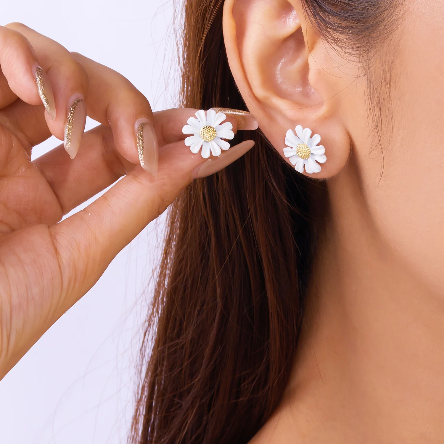 Mode Silber Farbe Daisy Ohrringe Pflanze Temperament Ohrringe Für Frauen Geburtstag Hochzeit Schmuck Geschenk – Detail 10