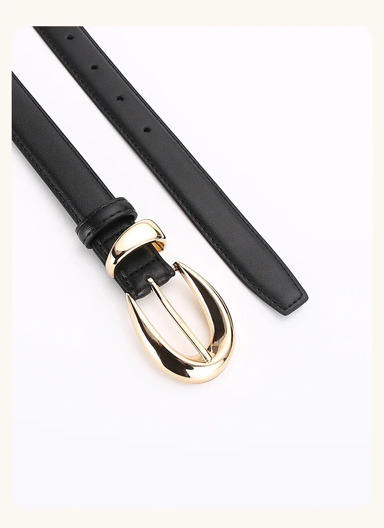 Damen Echtleder-Gürtel, Vielseitiger Dekorativer Grenzüberschreitender Bestseller, Minimalistische Dornschließe, Business-Casual Hosengürtel – Detail 14
