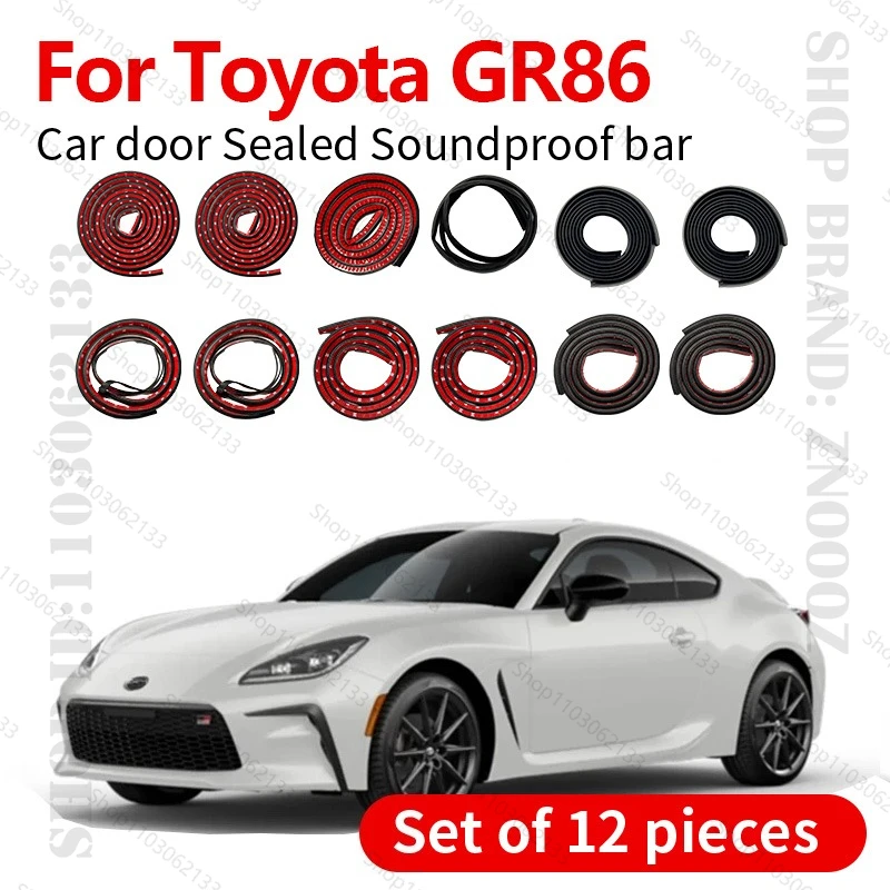 

For Toyota GR86 Car Door Seal Strip Rubber Double Layer Sealing Protector Soundproof Strip Dustproof Seal Strip 12 PCS Set