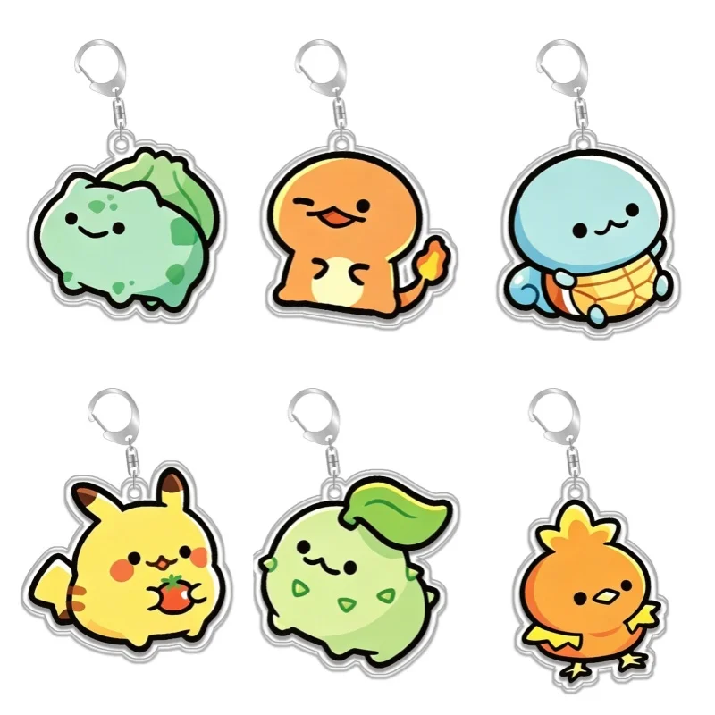

Chikorita Cyndaquil Mudkip Torchic Totodile Treecko Original Acrylic Handmade Cute Cartoon Anime Keychain Pendant Toy Gift