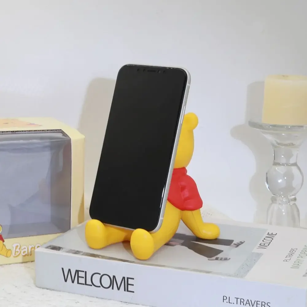 Funny Winnie The Pooh Phone Stand Holder for Desk Cute Bear Shape Universal Tablet Stand Dorm Room Decor Study Binge Watching - view 4