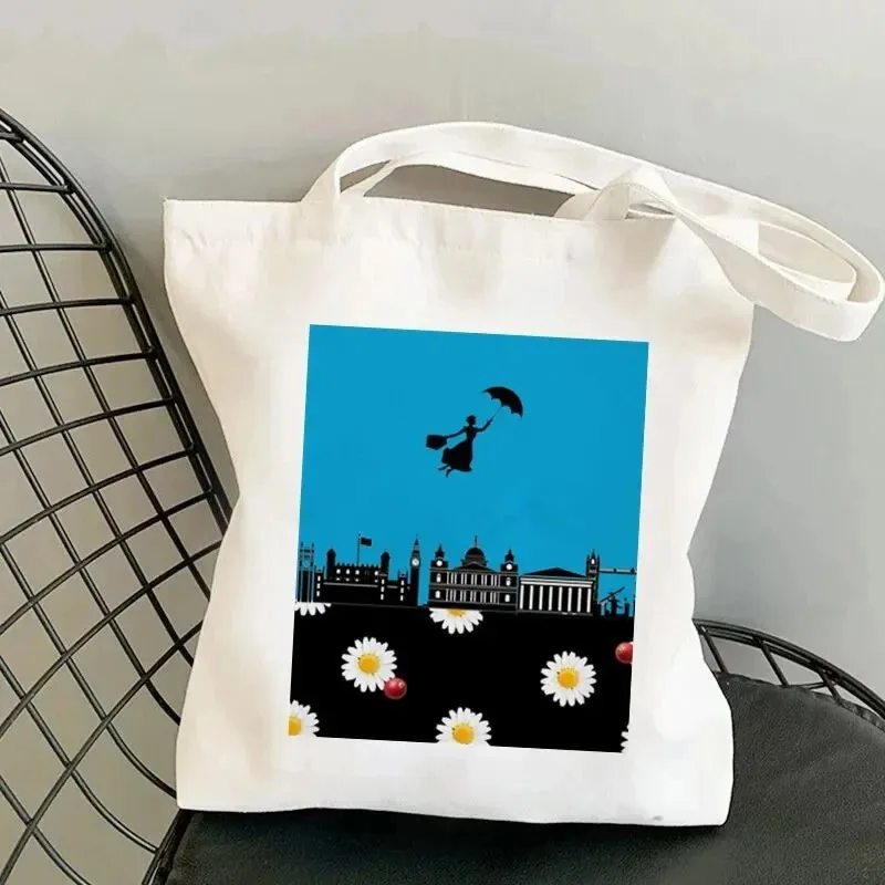 Fashion Canvas Women S Tote Simple Mary Poppins Kawaii Harajuku Environmental Large Capacity Shopping Bag Student Schoolbag