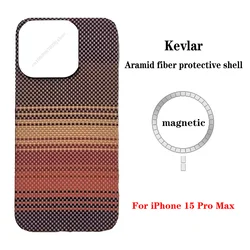 Ultra-thin Carbon Fiber Magnetic Phone Case For iPhone 15 Pro/16 Pro /Max Magsafe Wireless Charging Back Cover Protective Cover
