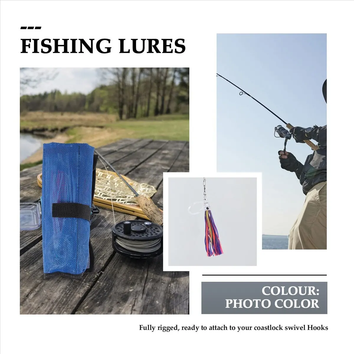 (ˉ﹃ˉ) 1 Set of 6Pcs 6.5 Inch Trolling Skirt Lures Tuna Big Game Fishing Lures Ocean Boat Trolling Fishing Lures