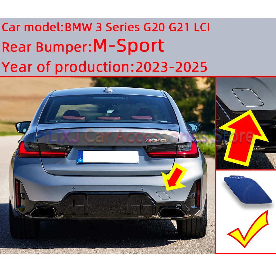 Bild 3: Auto-Zubehör Heckstoßstangen-Abschleppösenabdeckung für BMW 3 G20 G21 LCI M 2023-2025 #   51125A697D5 Abschleppkoffer-Abdeckung Zierleiste