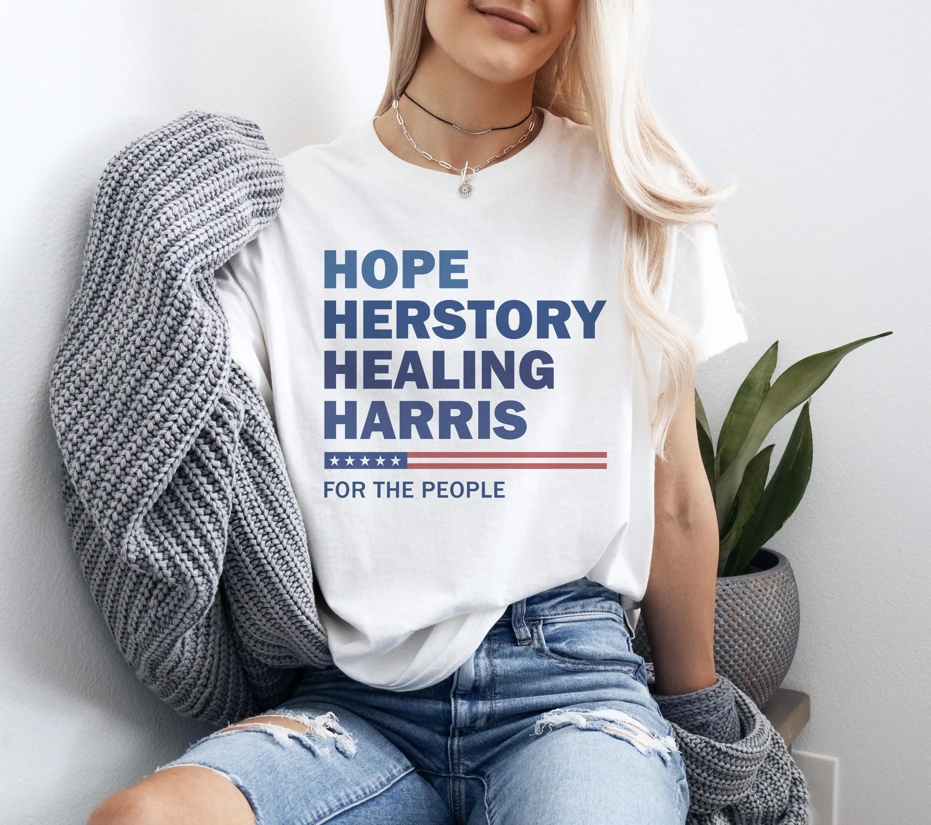 Kamala Harris T Shirt Madam President 2024 Hope Herstory Walz Democrat Vote Blue Anti Trump S