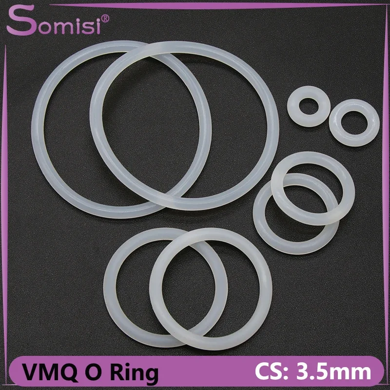 

10/50pcs VMQ O Ring Gasket White CS 3.5mm OD 10 ~ 85mm Food Grade Waterproof Washer Round O Shape Silicone Rubber Ring