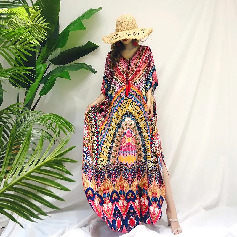 Beach Skirt 2024 New Thailand Sanya Long Dress for Travel/Vacation Loose Slimming Retro Super Fairy Female Summer