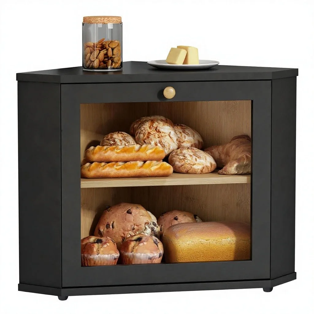 

Croissant cabinet,bamboo natural double-layer kitchen countertop cabinet,can be installed on shelves in the kitchen pantry,bread
