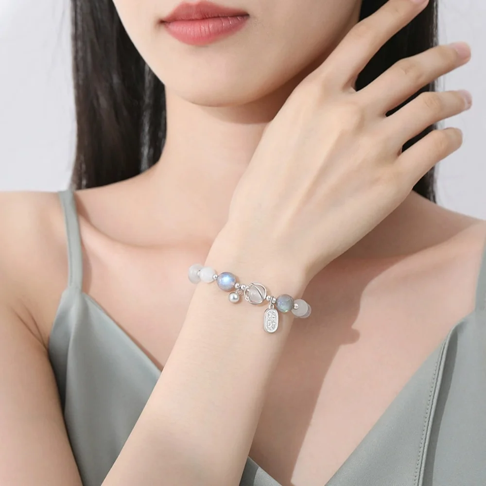 

Pendant Bracelet 925 Sterling Silver Fu Brand Opal Bracelet Small Bell Bracelet Elegant Gifts