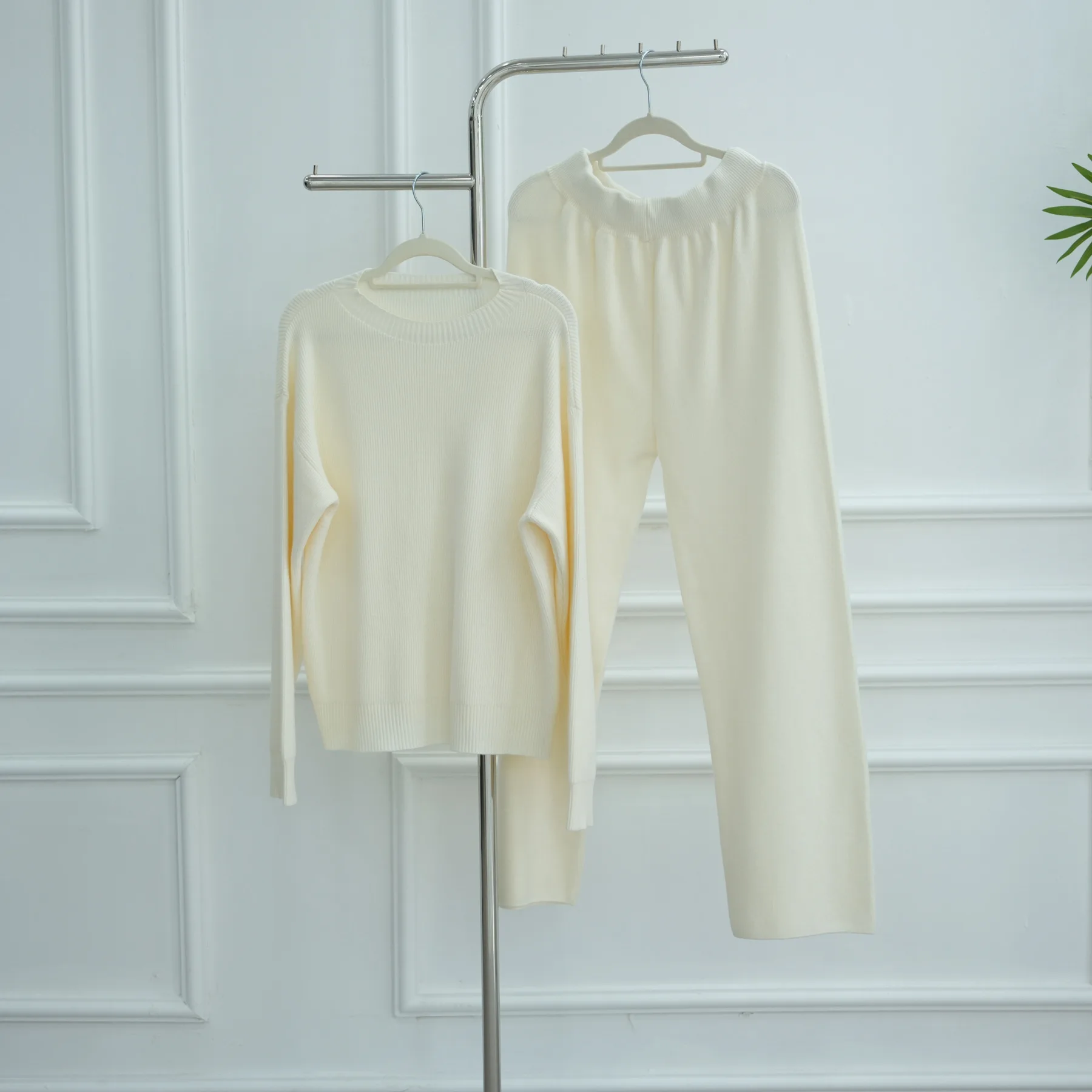 

Autumn Winter 2PCS Muslim Knit Sets Women Sweater Pants Suit Dubai Kaftan Abaya Tops Trousers Knitwear Islam Clothing Ensembles