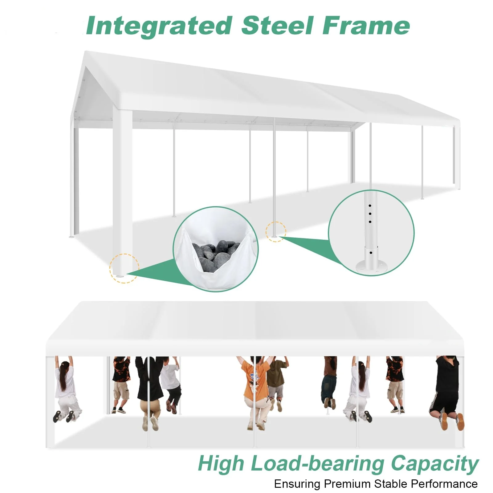 10X30 Luifel Tent Zwaar, 10X30 Party Tent Met Afneembare Zijwanden En 4 Ingebouwde Zandzakken, Trouwtent Uv 50 +, Waterdicht