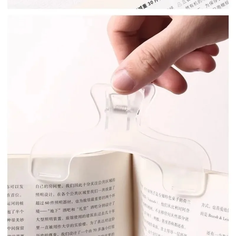 Clip de libro transparente para PC, Clip de lectura, accesorios de escritorio Kawaii fijos para evitar que el giro de página, Clips de carpeta esmerilados transparentes