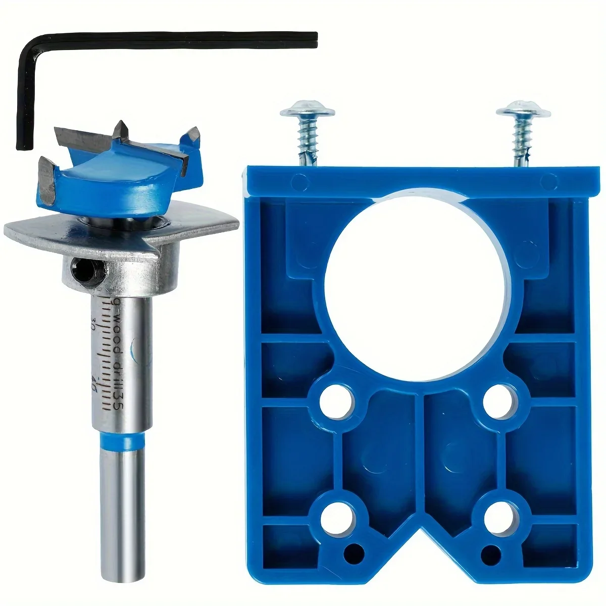 

Professional Stainless Steel Hinge Jig Kit - 35mm Forstner Bit with Locator Guide for Easy & Accurate Cabinet Door Installation