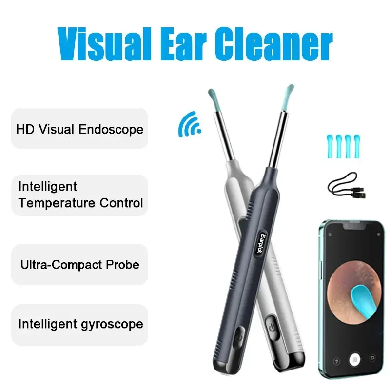 

Визуальный очиститель ушной серы с камерой, светящийся отоскоп, безопасный эндоскоп, инструменты для ухода за ушами