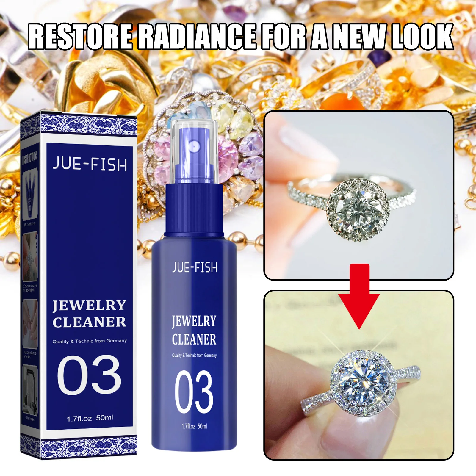 

Jewelry Cleaner Spray Watch Cleaning Solution Tarnish Fast Remove Stain-free Liquid Smooth Diamonds Kits Gold Clean Polishing