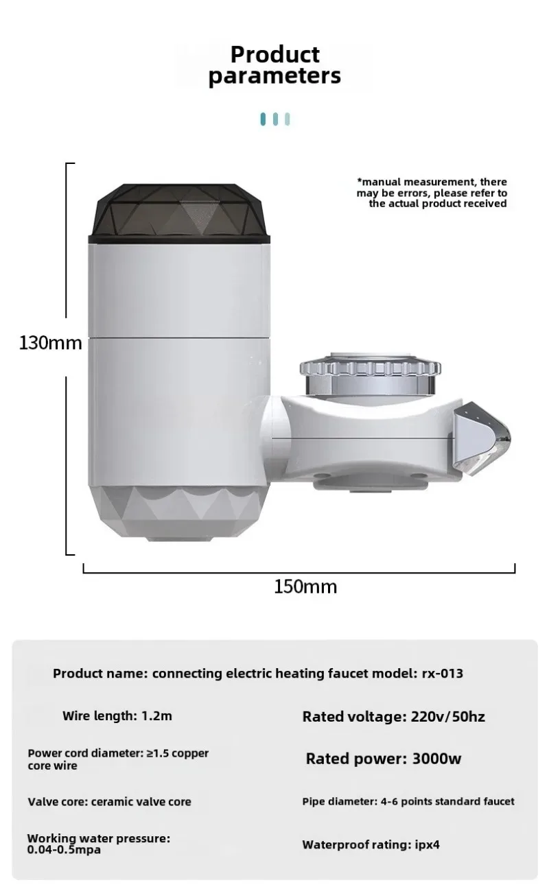 220 فولت/110 فولت صنبور التدفئة 3000 واط سخان مياه كهربي صغير فوري للصنبور Tankless المطبخ الحمام الماء الساخن شاشة ديجيتال #5