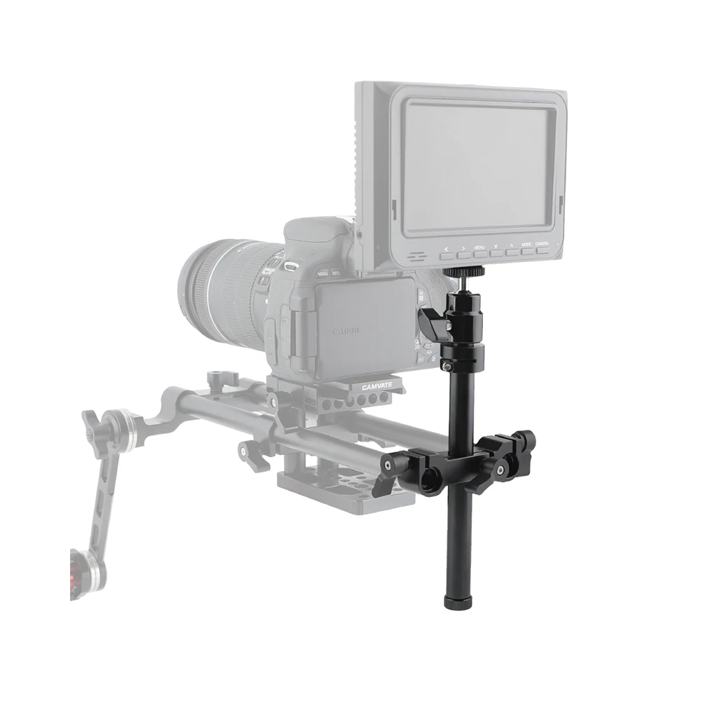 HDRIG regulowany uchwyt podporowy głowica kulowa z 1/4 "z gwintem zewnętrznym mocowaniem + pręt 15mm i blok szynowy DIY do monitora/światła błyskowego/wideo