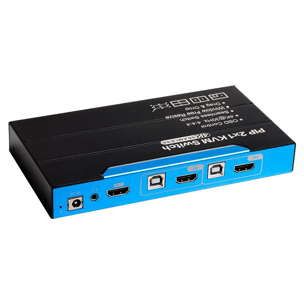 4K PIP HDM KVM Switch OSD Visual Control 2 Ports HD USB Switch 2x1 KVM Switch