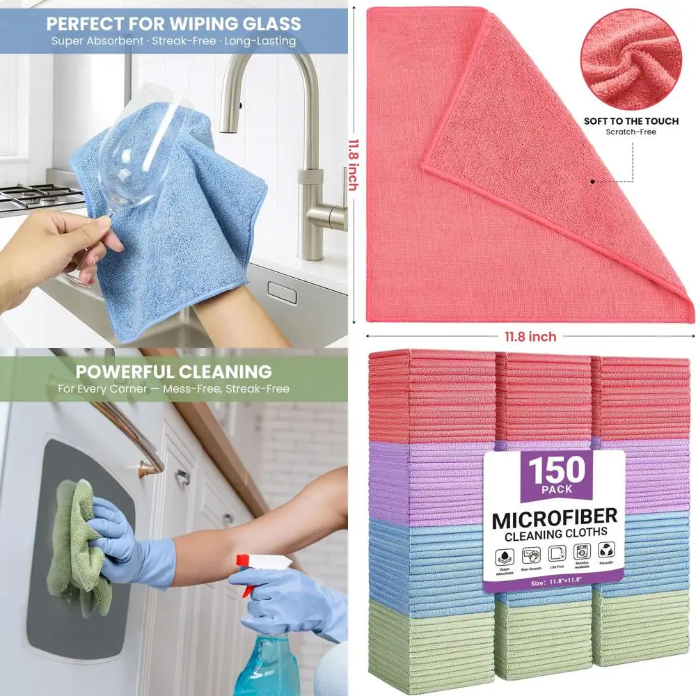 

Набор из 150 разноцветных салфеток из микрофибры, 30x30 см, универсальные многоразовые полотенца для дома, автомобиля и кухни