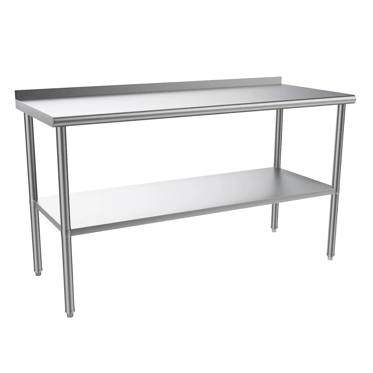 60x24 Inch Stainless Steel Prep Work Table NSF Heavy Duty Adjustable Shelf Backsplash for Kitchen Restaurant, Customized
