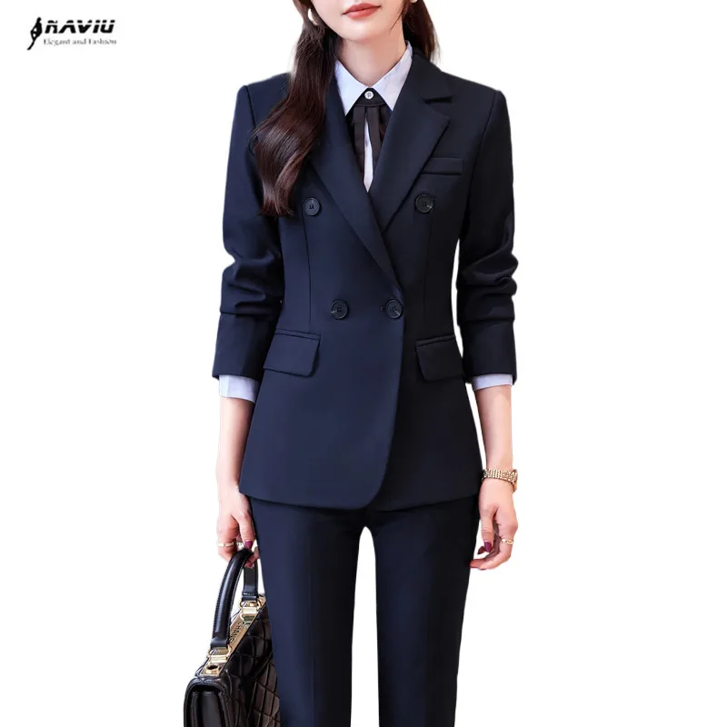 NAVIU 2024 New Suits Set Womens Spring Autumn High End Professional Goddess Style Formal Work Suit 2 Piece Women Clothing Sets