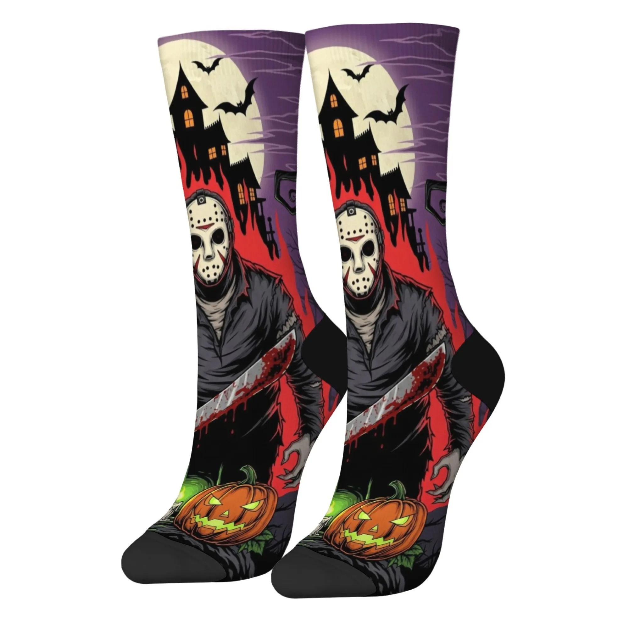 Retro Comic Horror Killer Neuheit Herrensocken Harajuku Stil Verrückte Hip Hop Lustige Glückliche Socken Lässige Sportsocken Halloween Geschenk
