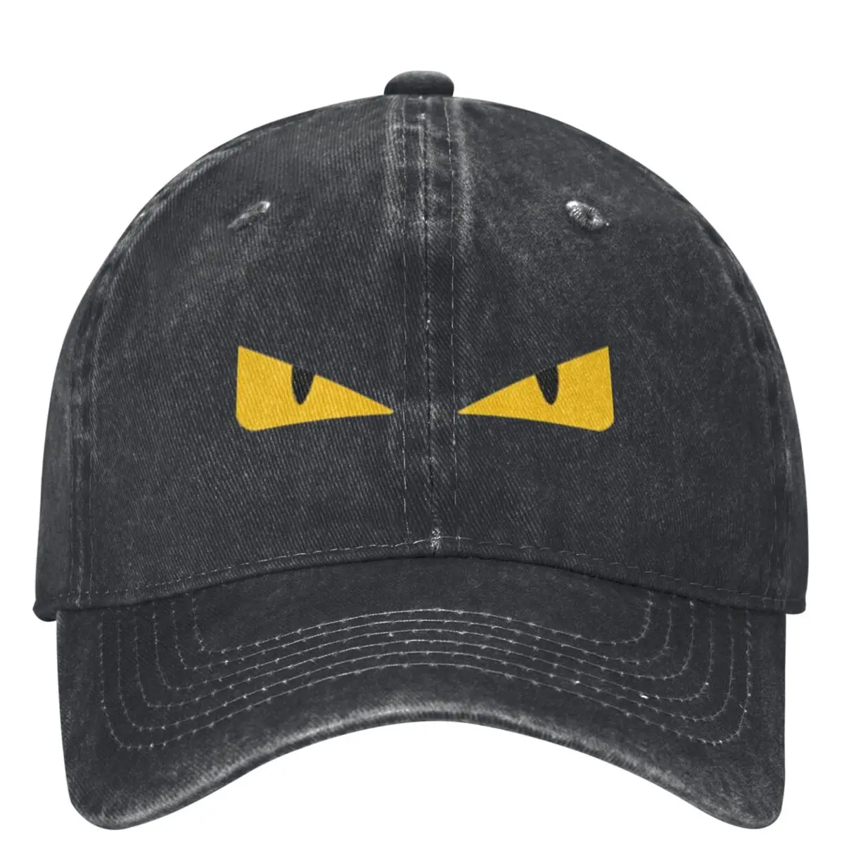 Evil Yellow Eyes Washed Baseball Cap Spooky Vintage Trucker Hat Summer Women Men Kpop Rock Sunshade Snapback Cap