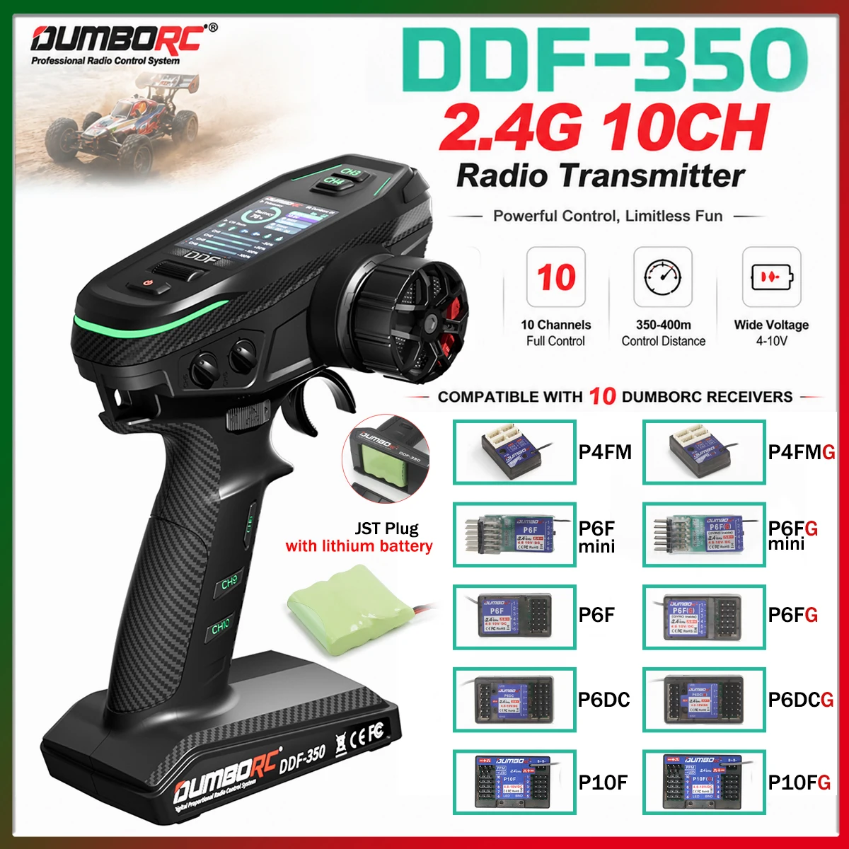 �y�Z�[�����zDUMBORC DDF-350 ���M�@ 2.4G 10CH �f�W�^�����������R�� �W���C�����V�[�o�[ P6F �t�� RC �J�[�{�[�g�^���N LCD FHSS �V�X�e���p