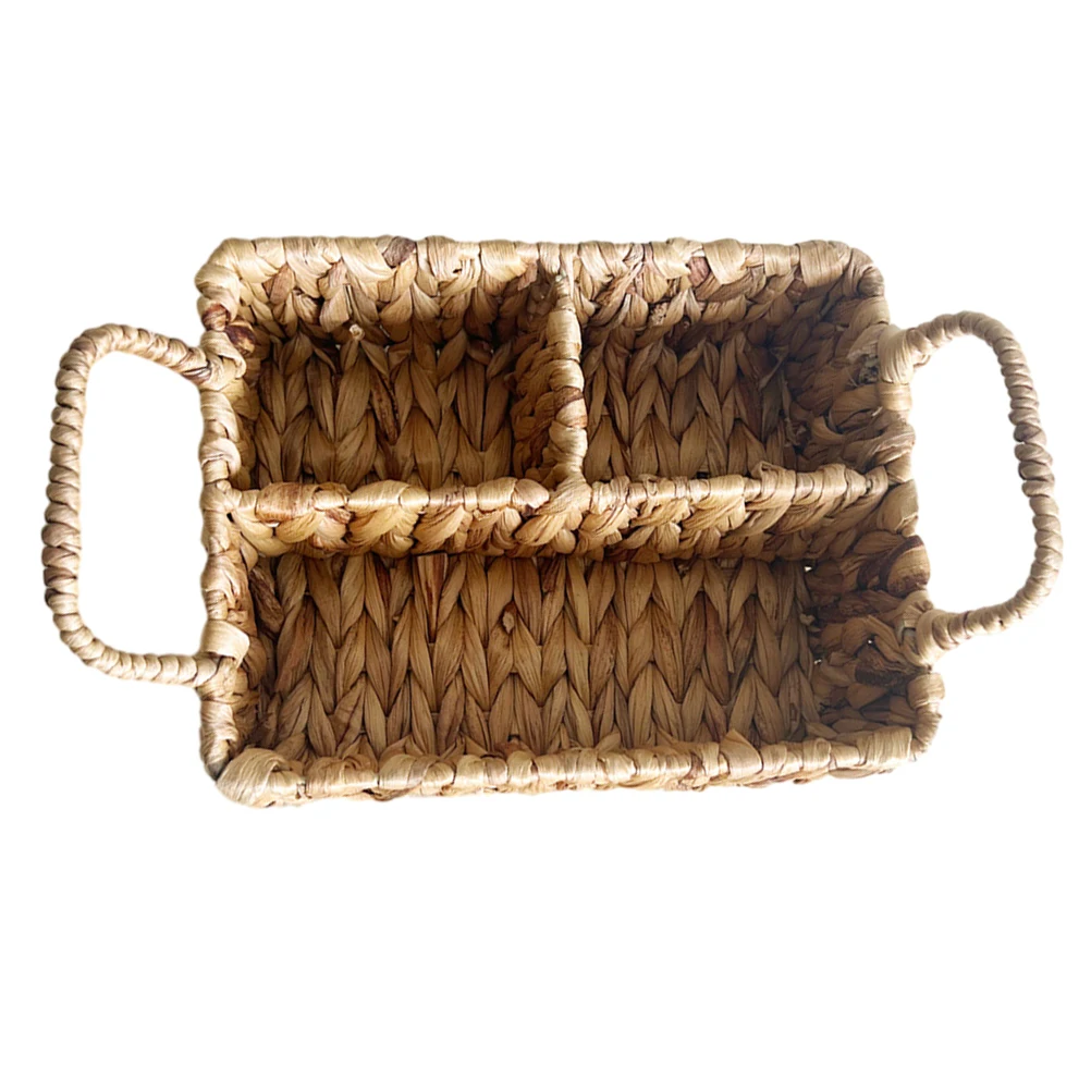 

Compact Hand Woven Storage Basket Multi Compartment Bread Fruit Organizer With Handle For Home Kitchen Decoration