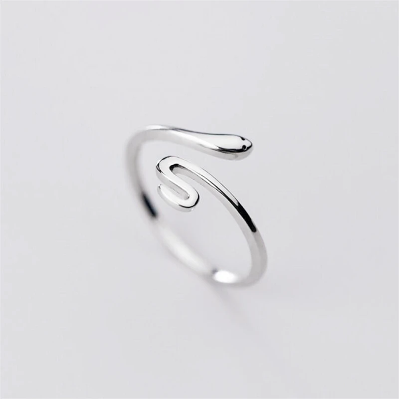 Sole Memory Simple Cute Mini Snake 925 Sterling Silver Female Resizable Opening Rings RI1003