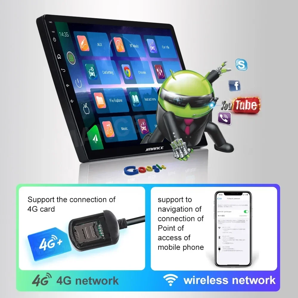 Jmance 10 "6 + 128GB 4G IPS 1280*720 FM AM DSP RDS BT5.0 أندرويد السيارات Carplay 2din سيارة الصوت العالمي سيارة مشغل وسائط متعددة #3